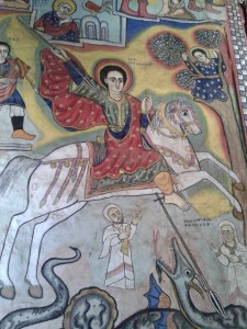 Typical Church Painting.  This one of St Michael.